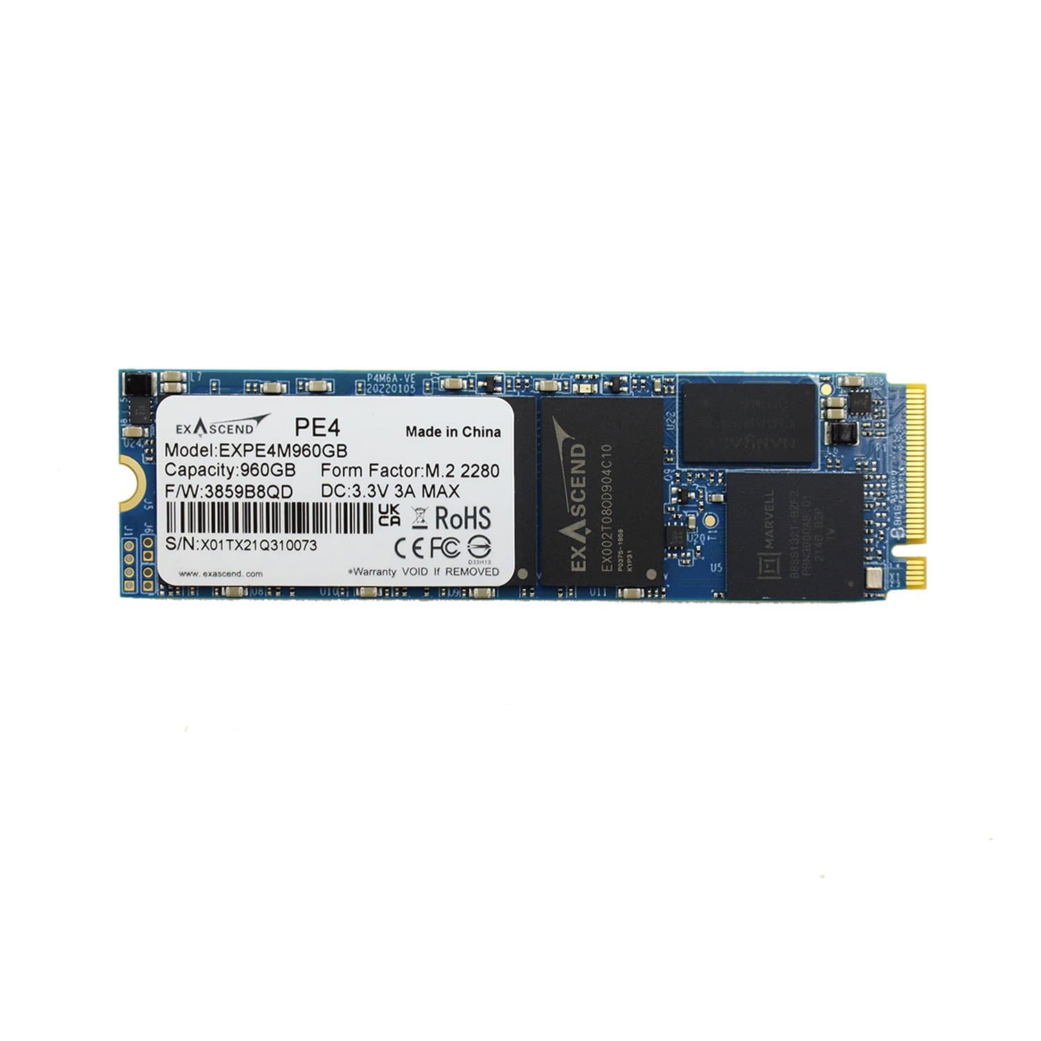 SSD M.2,  960 GB Exascend PE4, EXPE4M960GB, 2280, NVMe