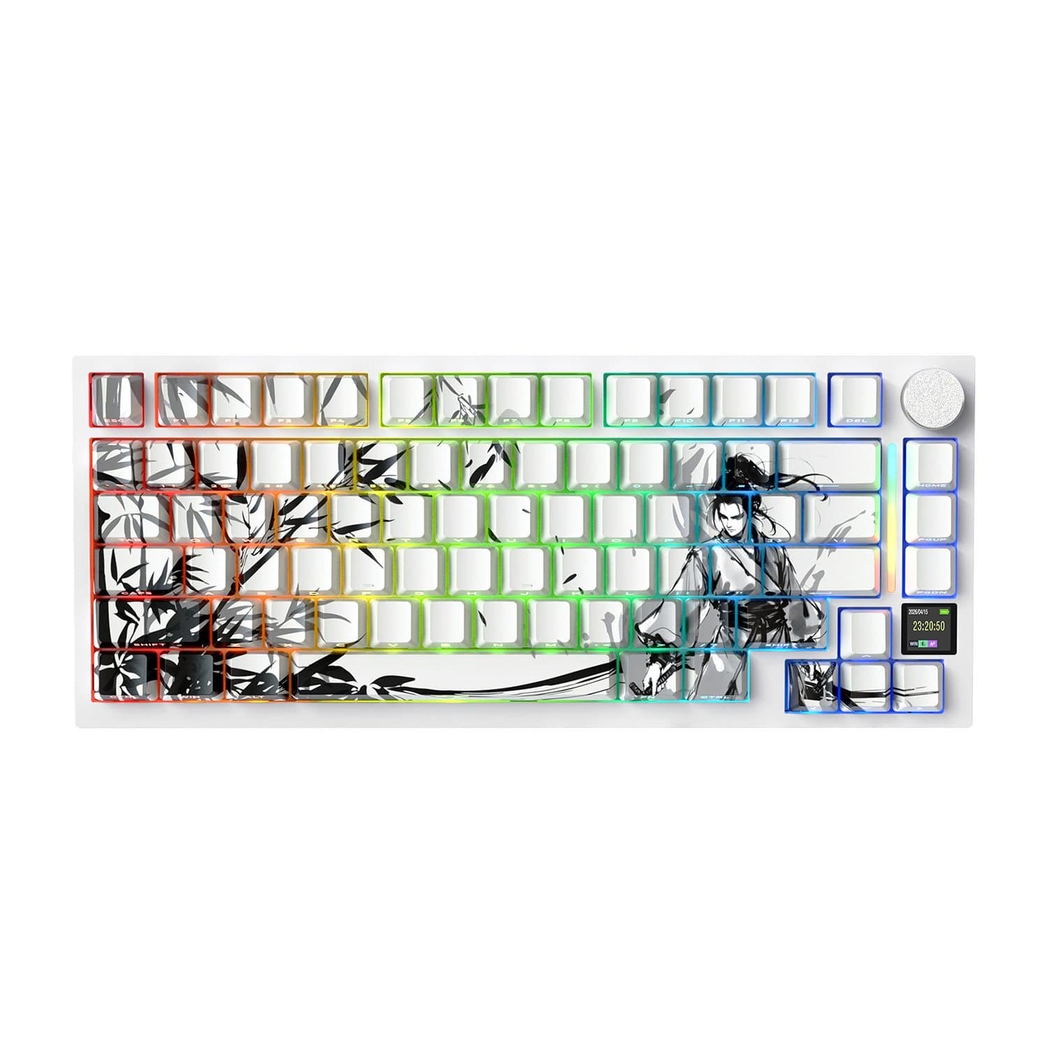 KeyBoard USB, AttackShark X820 Ultra Black Warrior, switch, 80 keys+1knob+LCD0.85", 2,4/BT/cable