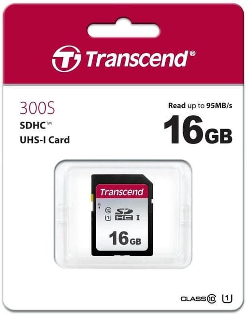 Карта памяти SD 16GB Class 10 U1 Transcend TS16GSDC300S