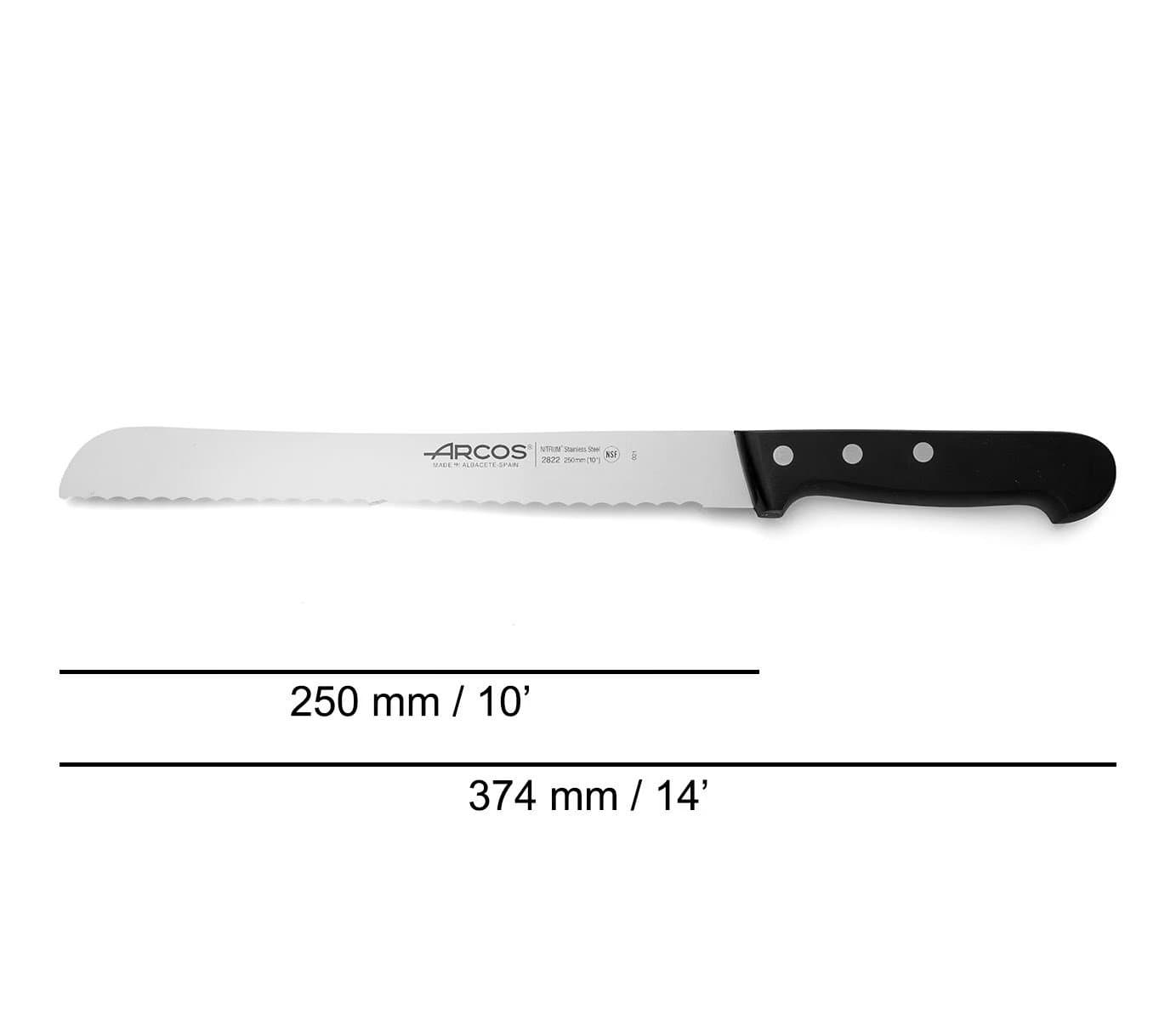 Нож для хлеба Arcos Universal Kitchen 282204 250мм черный