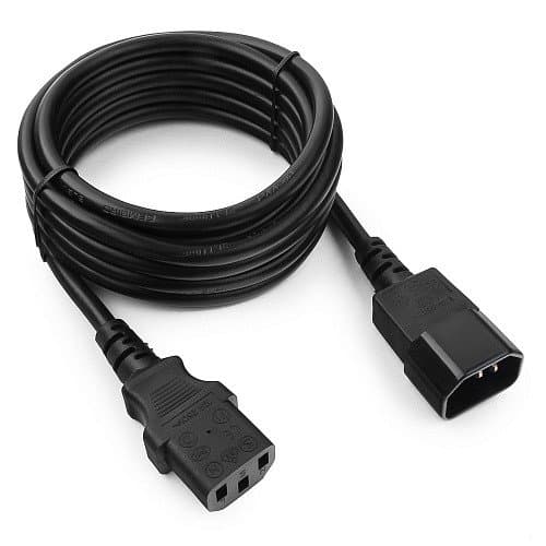 Кабель питания сист.блок-монитор Cablexpert PC-189-1-3M, 3м, C13-C14, 3x1кв.мм., черный, с заземлени