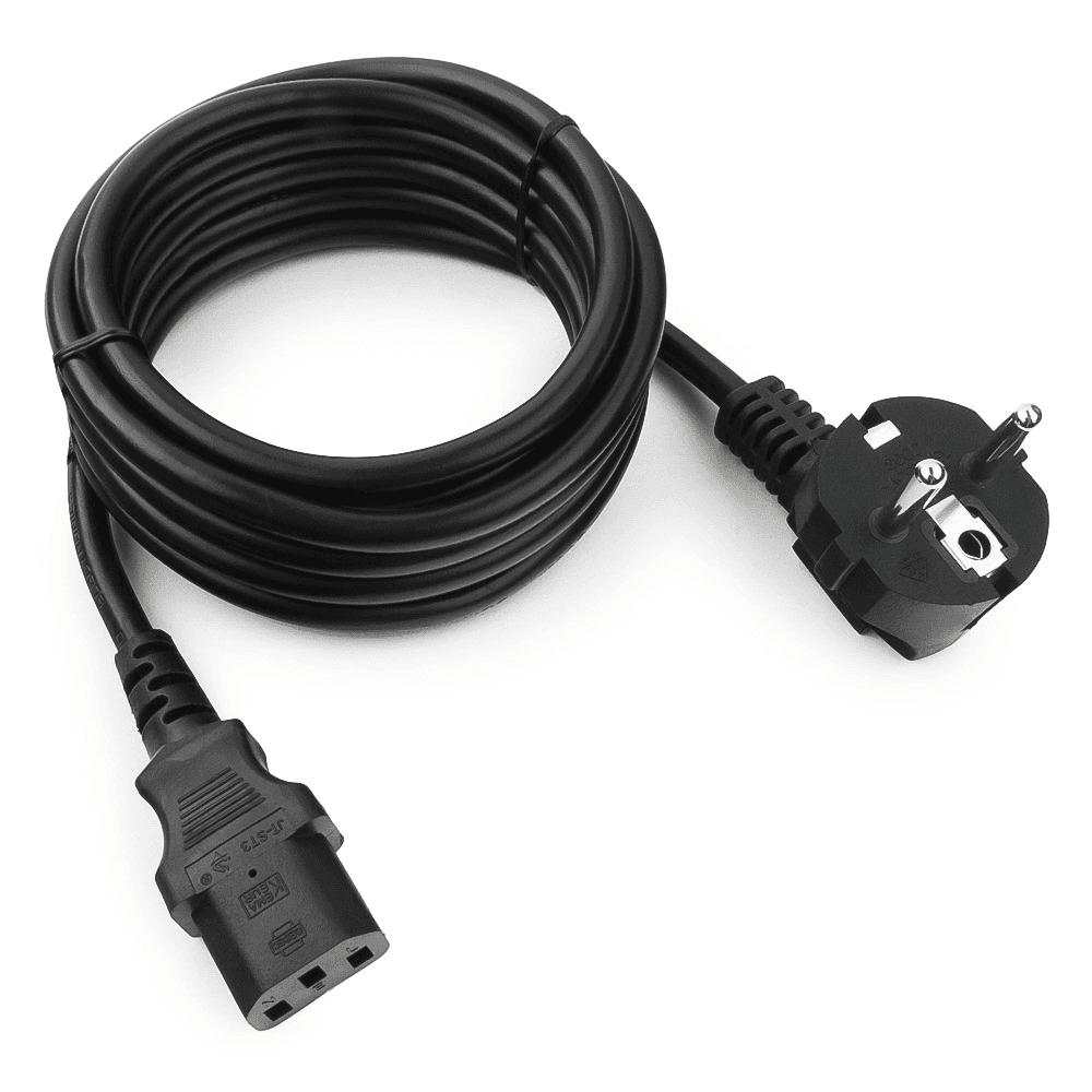 Кабель питания Cablexpert PC-186-1-3M, Schuko-C13, 3x1.0мм2, 16А, с заземлением, 3м, черный, пакет
