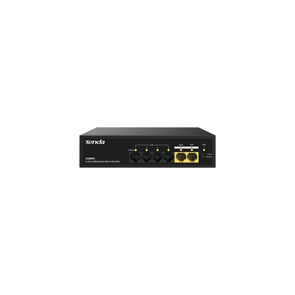 PoE-коммутатор Tenda S106PC 6-port 10/100Mbps с 4-port PoE черный