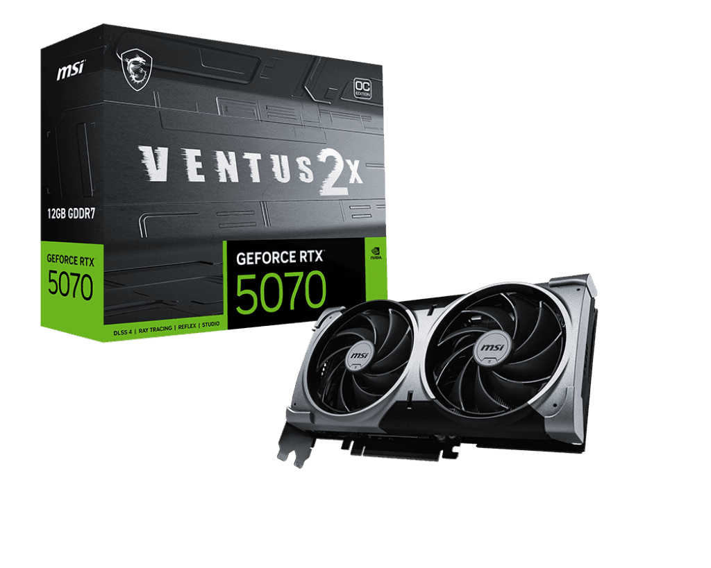 Видеокарта MSI GeForce RTX 5070 12G VENTUS 2X OC, 12Gb GDDR7 192-bit 1xHDMI 3xDP G5070-12V2C