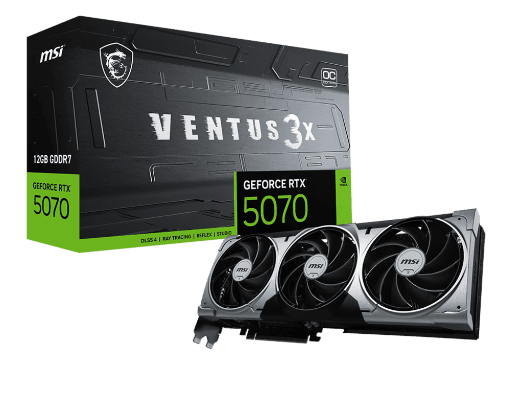 Видеокарта MSI GeForce RTX 5070 12G VENTUS 3X OC, 12Gb GDDR7 192-bit 1xHDMI 3xDP