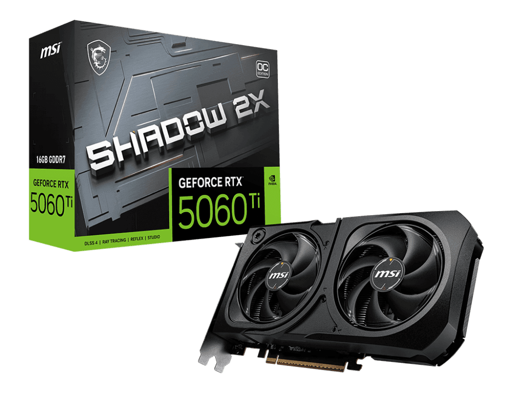 Видеокарта MSI GeForce RTX 5060 Ti 16G SHADOW 2X OC PLUS, 16Gb GDDR7 128-bit HDMI 3xDP G506T-16S2CP