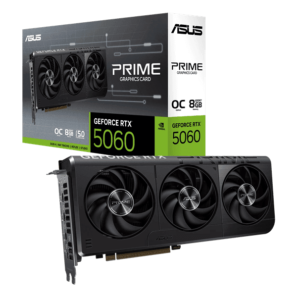 Видеокарта ASUS GeForce RTX 5060 8Gb, PRIME OC Edition, GDDR7 128-bit 1xHDMI 3xDP PRIME-RTX5060-O8G