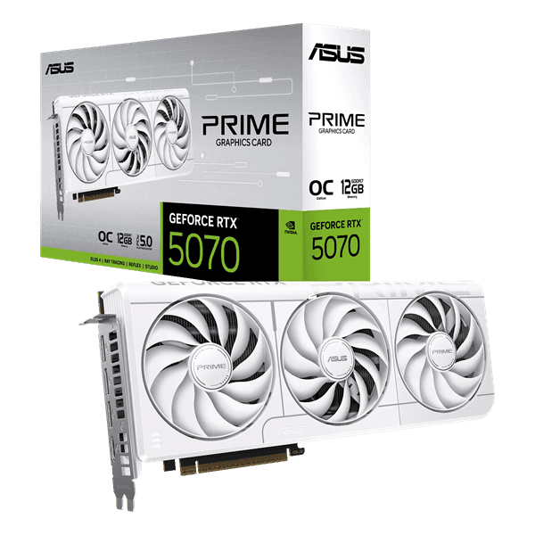 Видеокарта ASUS GeForce RTX 5070 12Gb PRIME OC GDDR7 192-bit 1xHDMI 3xDP PRIME-RTX5070-O12G-WHITE