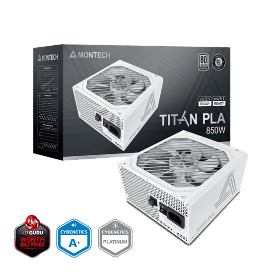 Блок питания Montech  850W, TITAN PLA 850W, Full Modular, 80+ PLATINUM, КПД 90%, Fan 135mm, Белый
