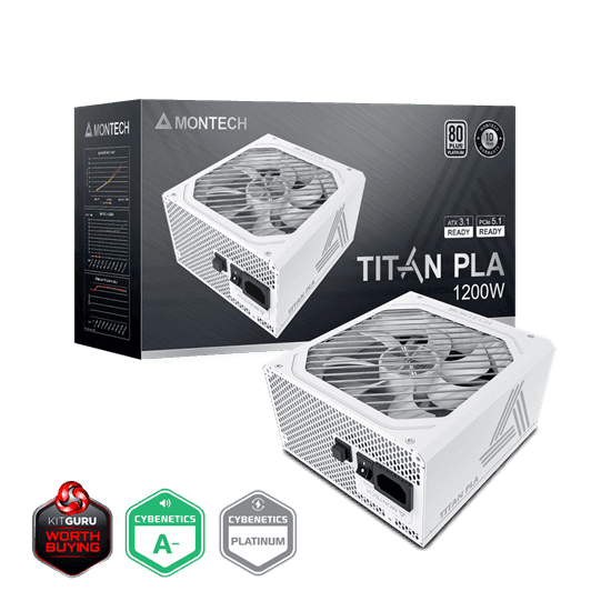 Блок питания Montech 1200W, TITAN PLA 1200W, Full Modular, 80+ PLATINUM, КПД 90%, Fan 135mm, Белый