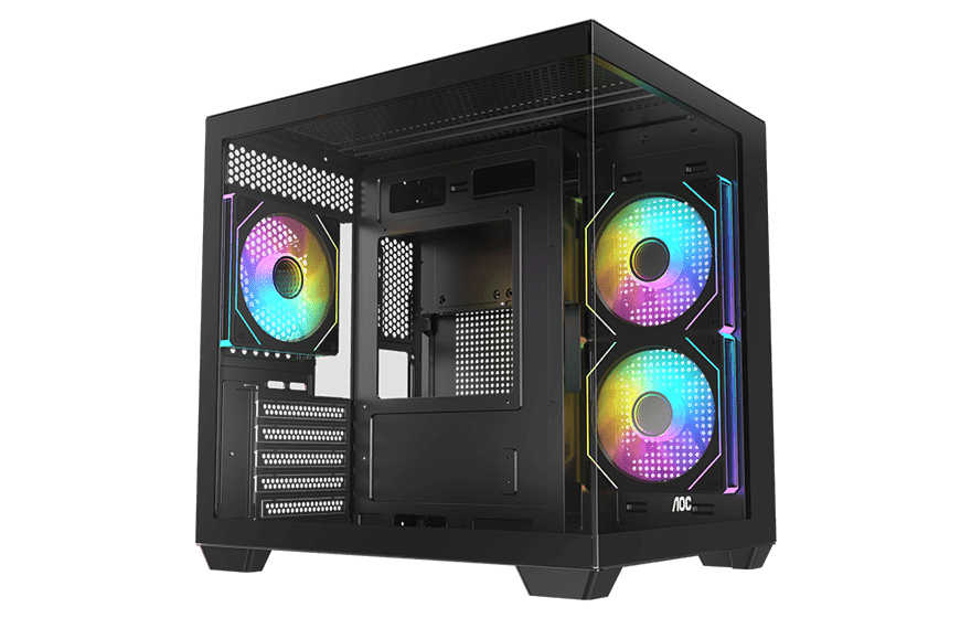 Корпус AOC CG391B 3F M-ATX/ITX 1xUSB2.0 1xUSB3.0 1xType-C 1xAudio/Mic Черный AOC-CG391-BF3V1R0T2-G