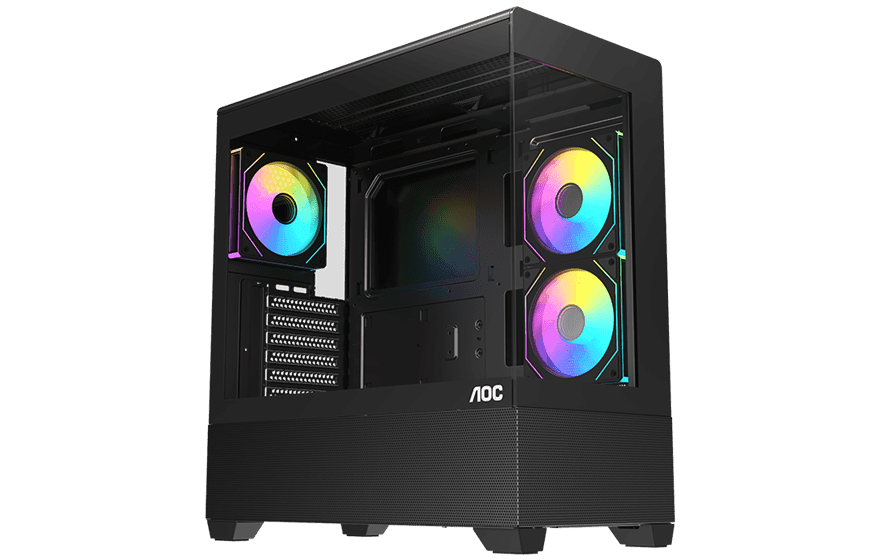 Корпус AOC CG393B 3F ATX/M-ATX/ITX 2xUSB(2.0/3.0) 1xType-C 1xAudio/Mic Черный AOC-CG393-BF3V1R0UD-G