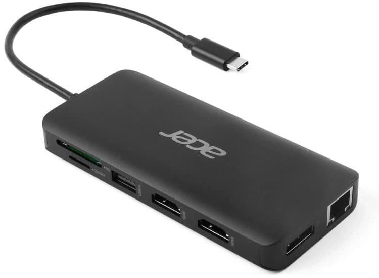 Док-станция  Acer 12in1 Type C dongle: 2 x USB3.2, 2 x USB2.0, 1x SD/TF, 2 x HDMI, 1 x PD, 1 x